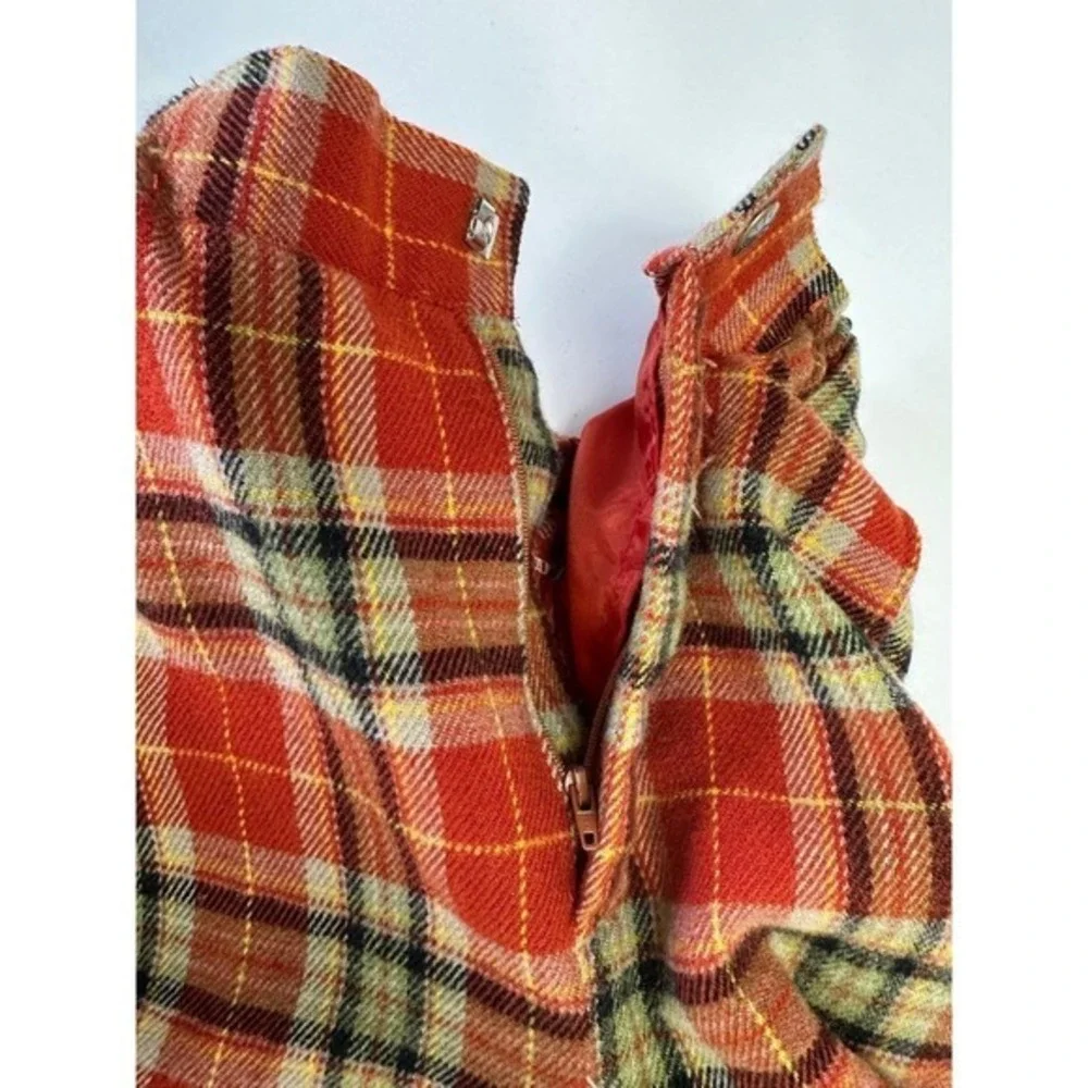 Vintage 60s 70s Cutie Pie Plaid Wool Blend Pants Girls Sz 10‎ Red Tartan